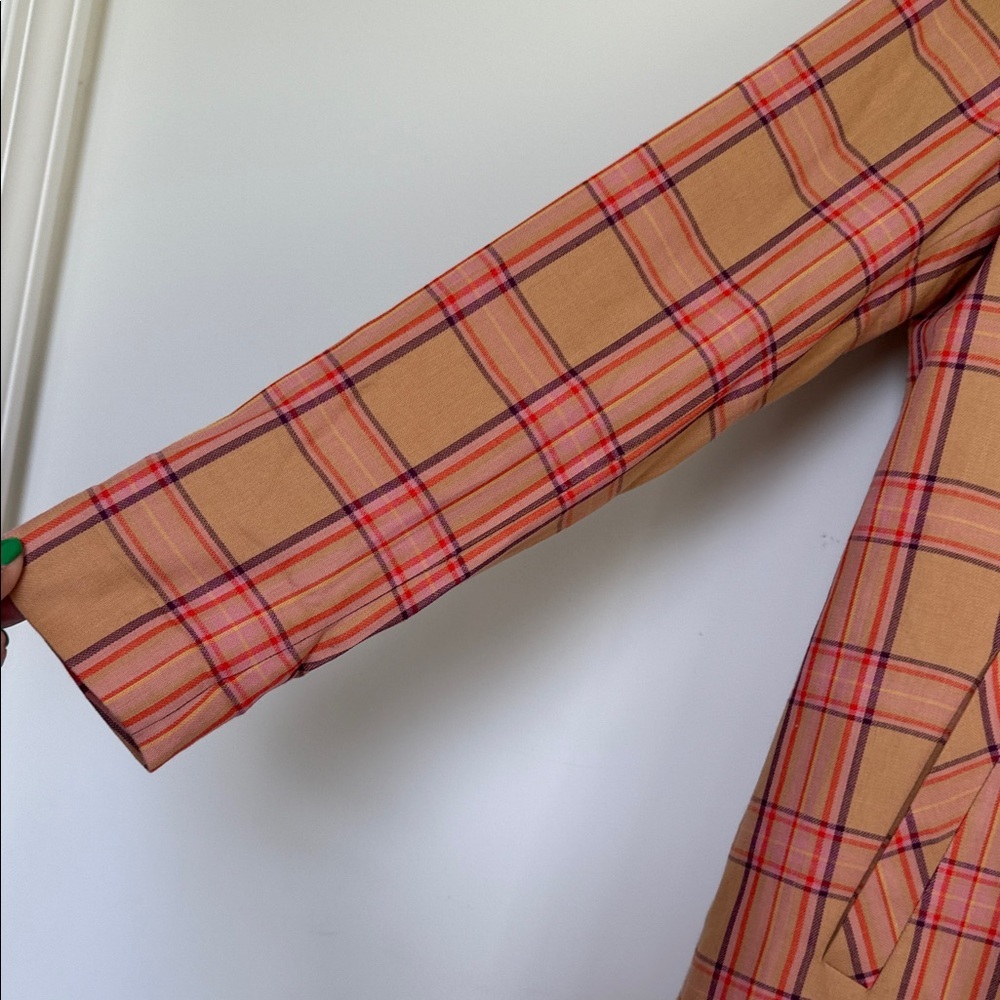 New Anthropologie Tan and Red Plaid Blazer - Picture 5 of 10